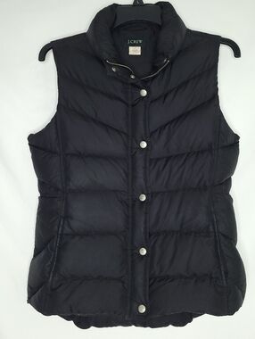 VINTAGE J CREW Women's Black Down Filled Full Zip Puffer Vest SMALL